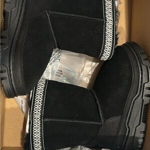 UGG Black Kids Boots with Silver Trim